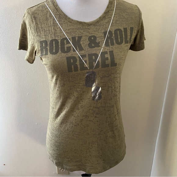 Abbey Dawn burn out rock & roll t-shirt M - Picture 2 of 7
